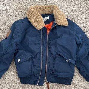H&M Kids Navy Puffer Jacket with Tan Collar